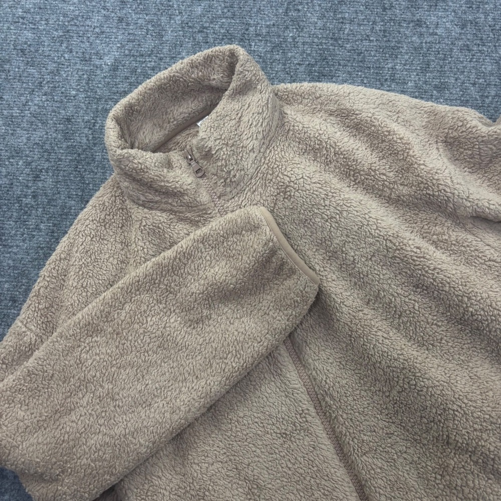 Uniqlo Fleece Jacket‎ XL Tan Fluffy Sherpa Full Zip Women's